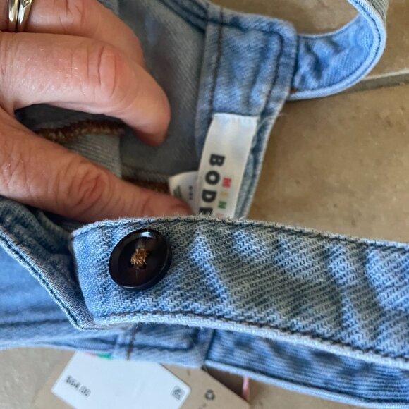 Mini Boden Christmas Embroidered Denim Overalls 4-5YR - Picture 2 of 3